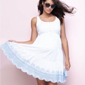 Cute white summer dress for pregnancy and beyond